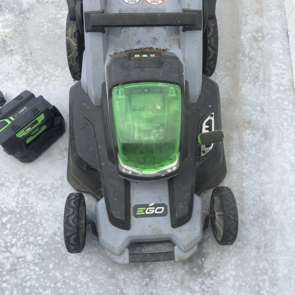 EGO+ 56V Power Mower With Catcher, 49cm, Side Discharge & Mulching Plugs, & Line Trimmer, 33cm, 4.0Ah Battery & Charger Image 1++