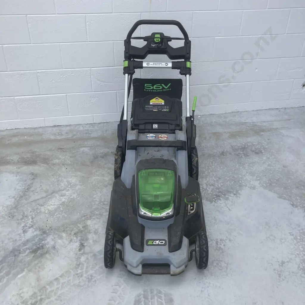 EGO+ 56V Power Mower With Catcher, 49cm, Side Discharge & Mulching Plugs, & Line Trimmer, 33cm, 4.0Ah Battery & Charger Image 1++
