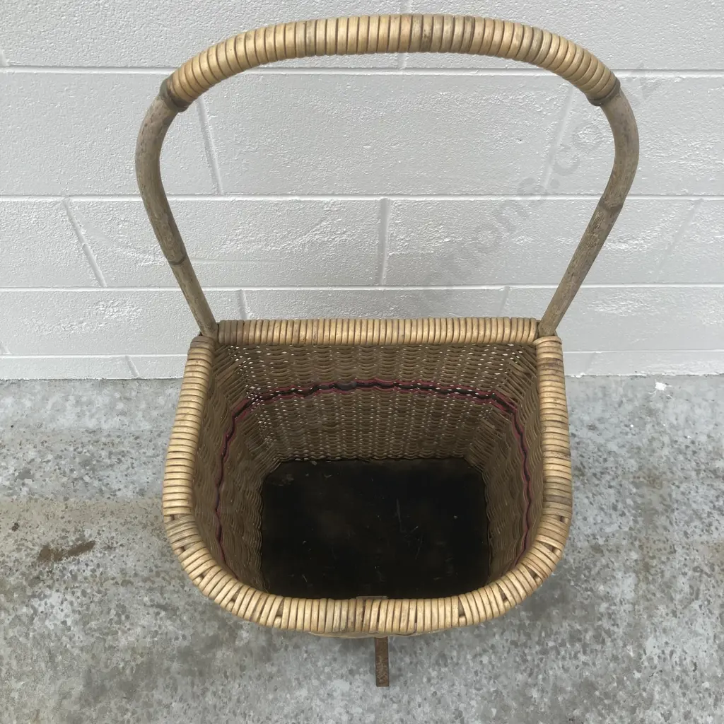 Vintage Cane Shopping Trolley, H95 W40 D33cm Image 1++