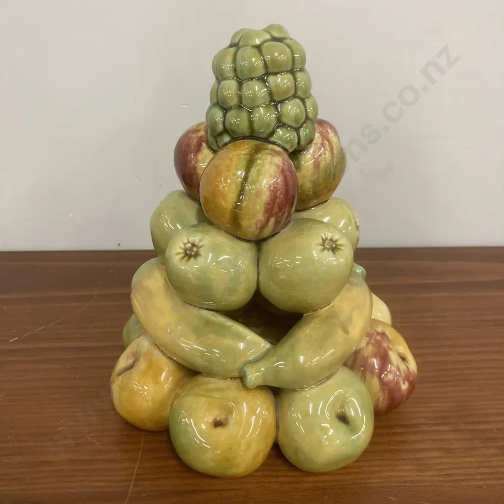 Vintage 1970's Secla Majolica Fruit Stack, Portugal, H23cm Image 1++