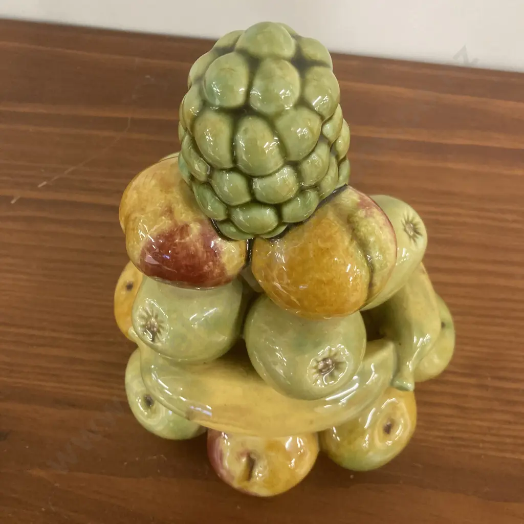 Vintage 1970's Secla Majolica Fruit Stack, Portugal, H23cm Image 1++