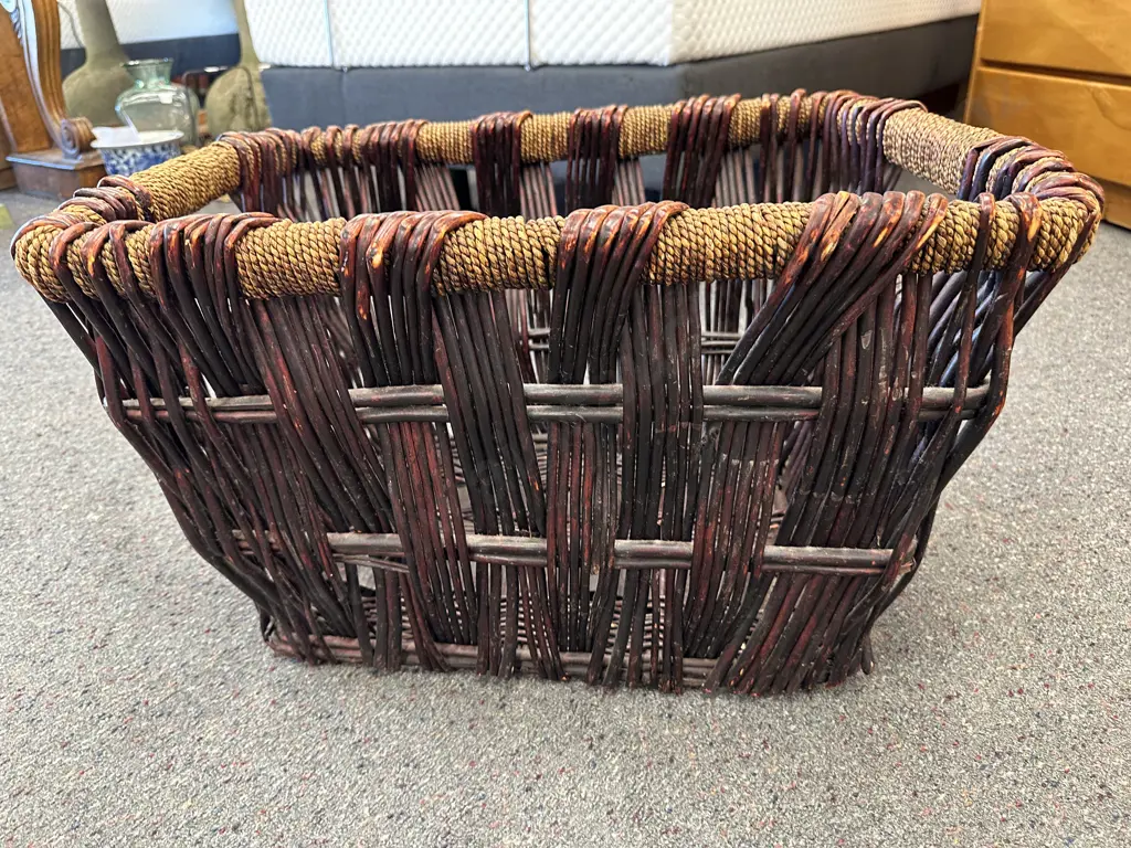 Large Rectangular Handled Cane Basket H36cm, W62cm, D50cm Image 1++