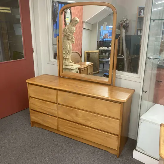 Danske Mobler Solid Rimu 6 Drawer Dressing Table, 167 x 137.5cm