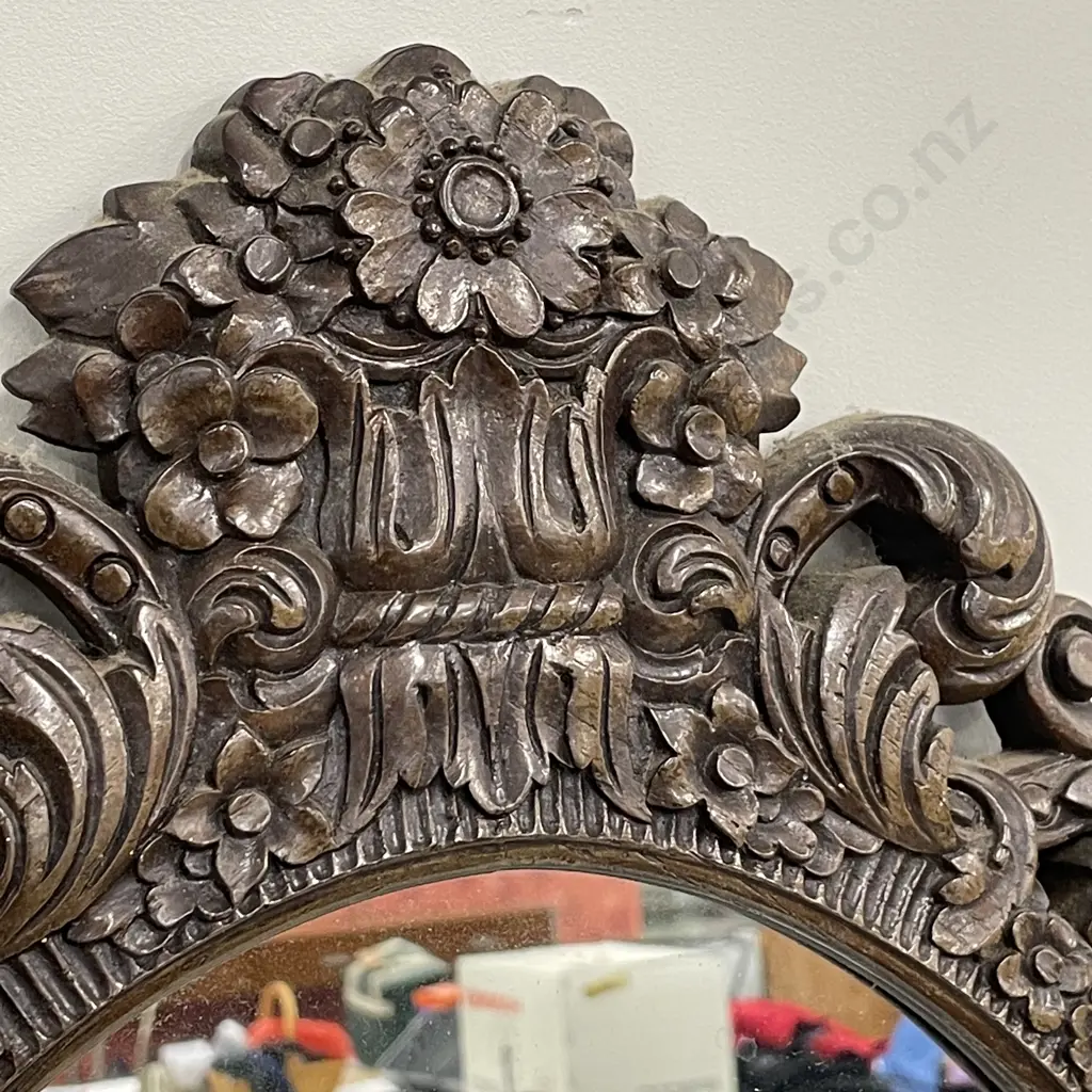 Ornately carved Solid Wood Framed Mirror. 68 x 46cm Image 1++