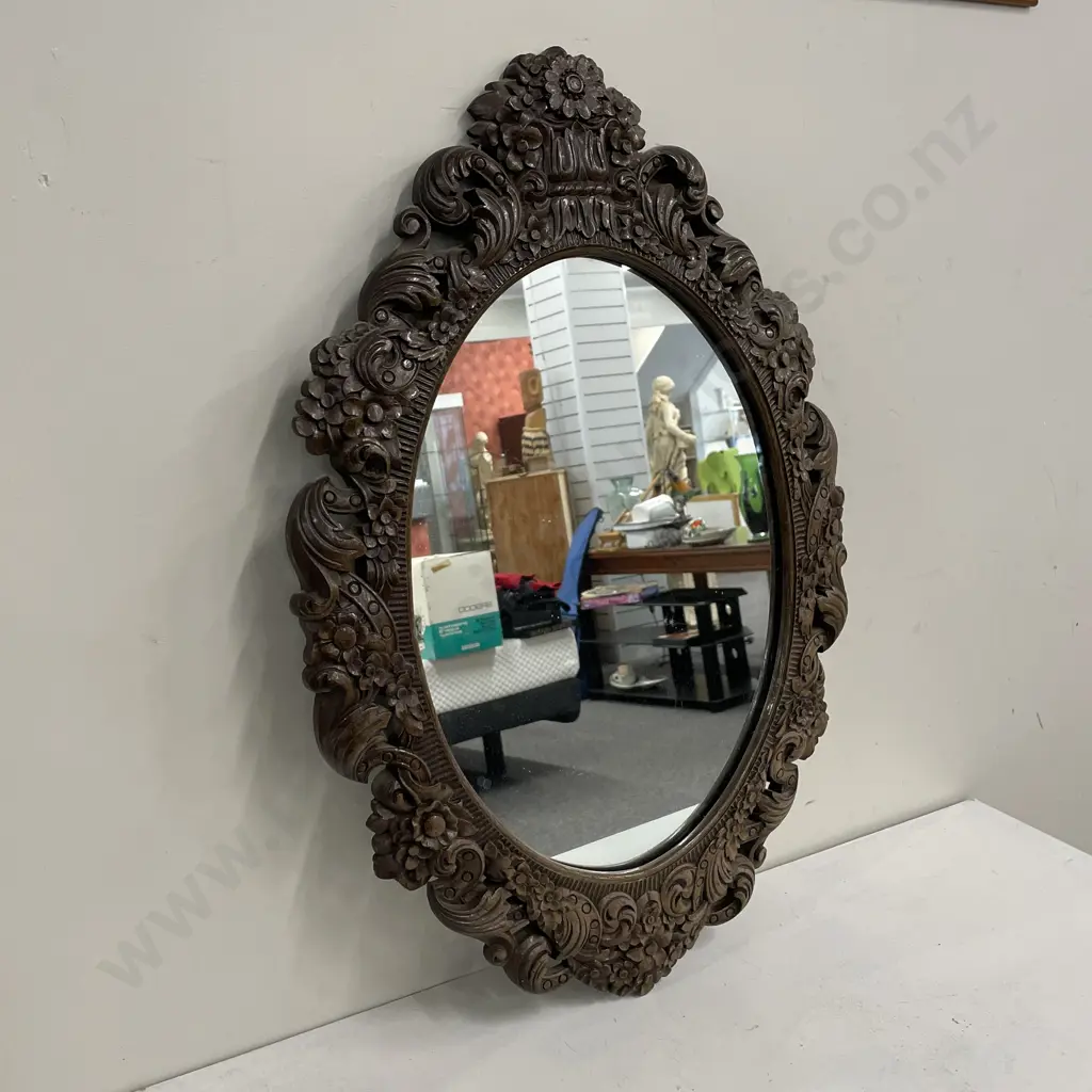 Ornately carved Solid Wood Framed Mirror. 68 x 46cm Image 1++