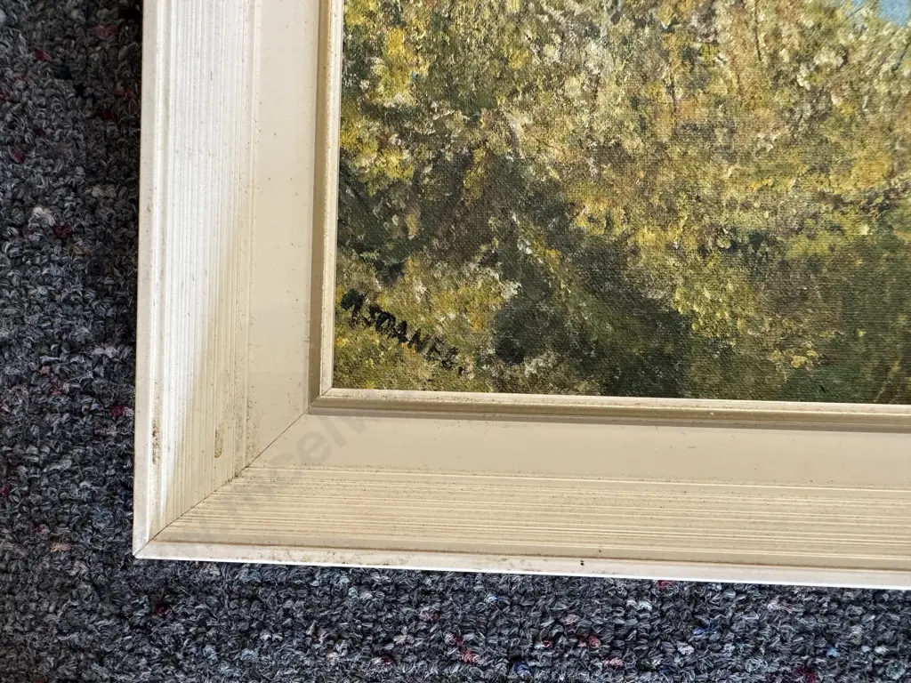 Original Oil Painting By MH Soanes Titled Lake Tekapo, Vintage Cream Frame, 45 x 57cm Image 1++