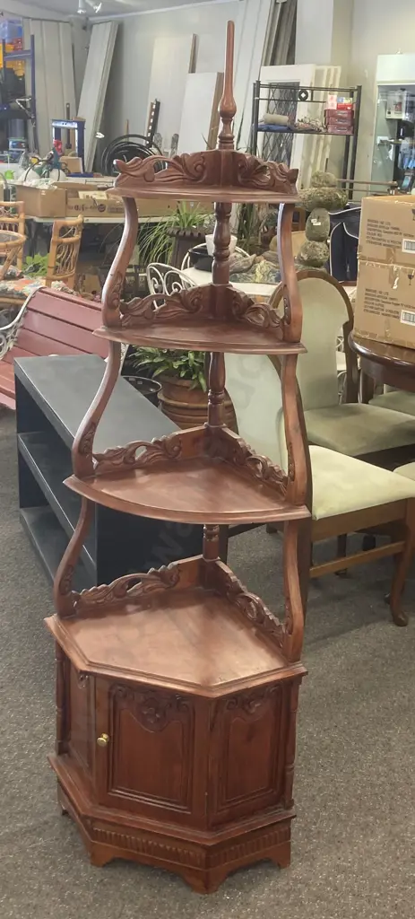 Wotnot, 4 Tier, Single Door, Carved, H163 W55 D43cm Image 1++