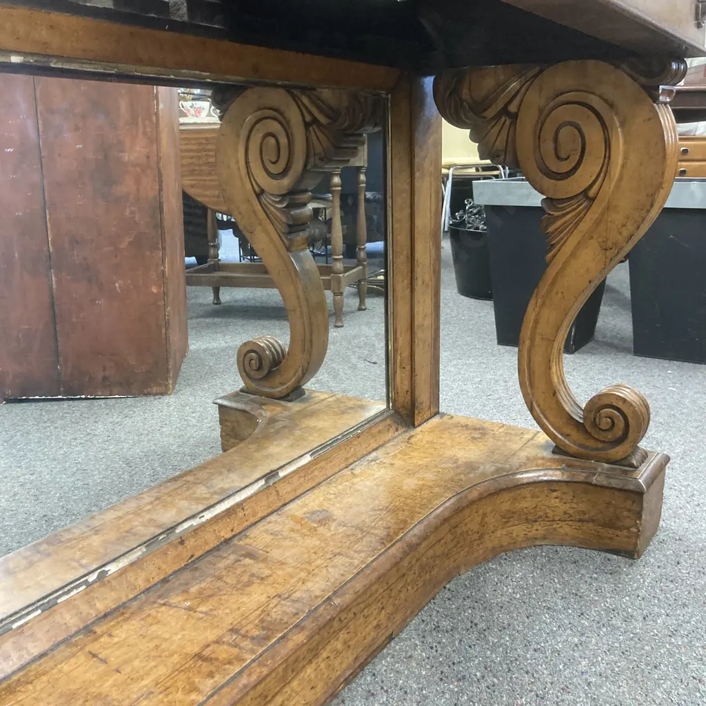 Charles X Maple And Marble Console Table, Mirror Back (In As Found Condition, Only Has 1/2 The Top) H84 W138 D46cm Image 1++