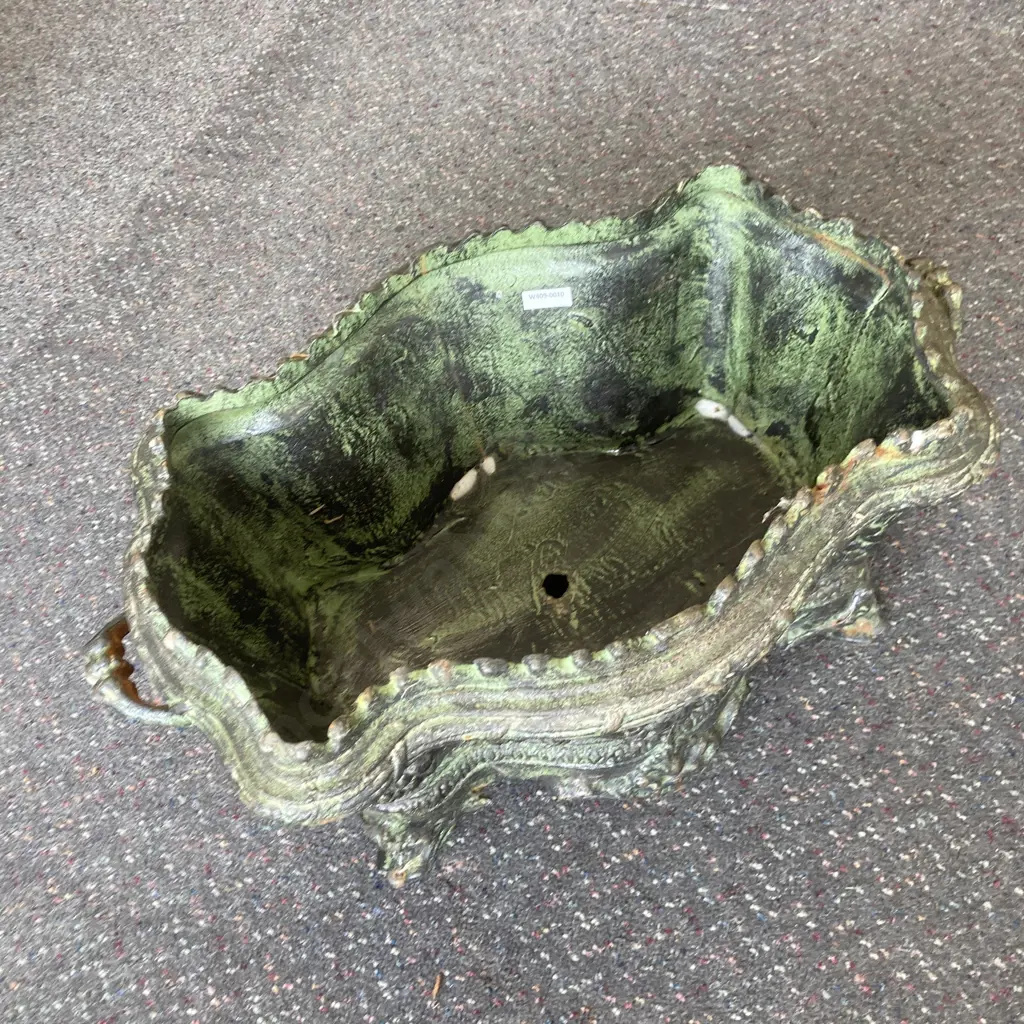 Cast Iron Ornate Footed Trough Planter, Dark Green, 26 x 56.5 x 35cm Image 1++