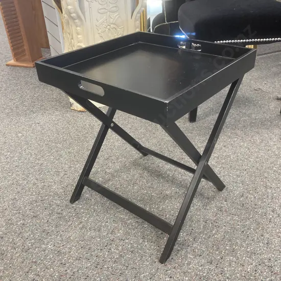 Black Butlers Tray, H47 W40 D40cm