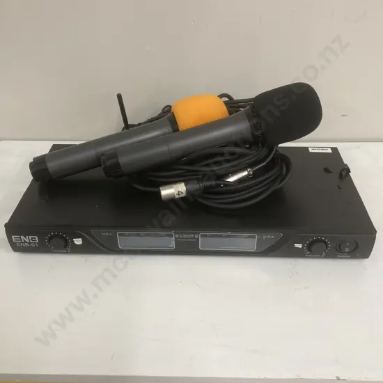 ENB Model ENB-01 Professional Wireless Microphone Receiver, 7W, UHF, Mic-A, B & Mixed Outputs, 2 x Wireless Microphones