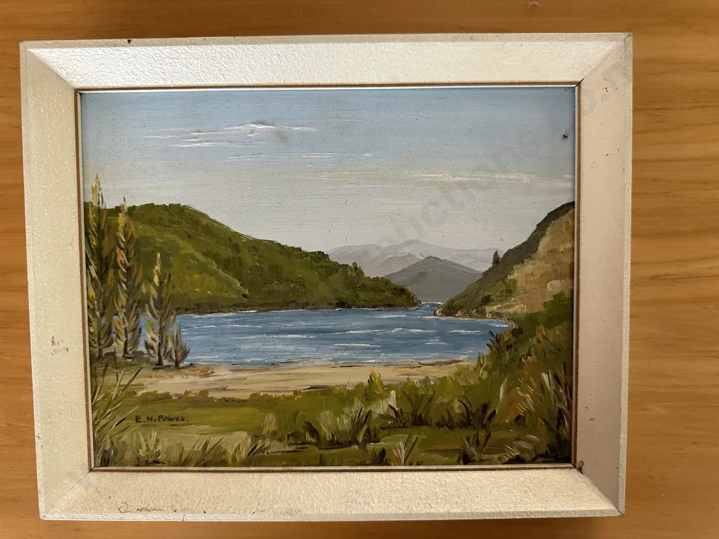 Original Oil Painting By EN Fowke Titled Shakespeare Bay Queen Charlotte Sound, 21 x 26cm Image 1++