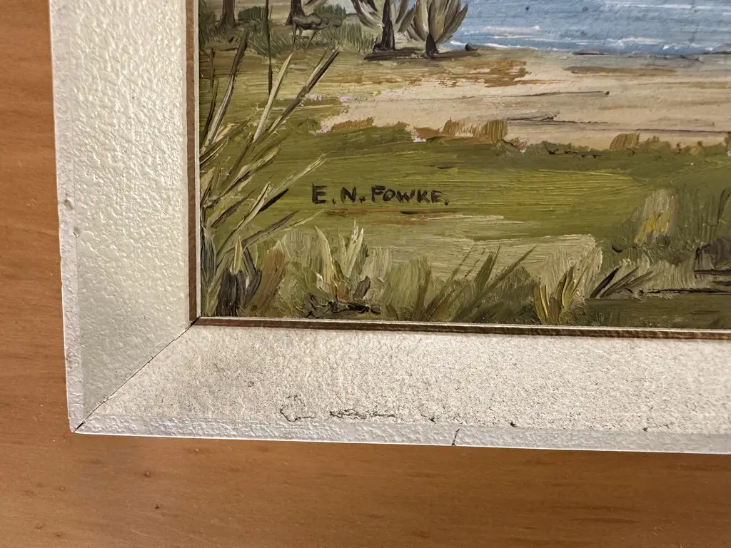 Original Oil Painting By EN Fowke Titled Shakespeare Bay Queen Charlotte Sound, 21 x 26cm Image 1++