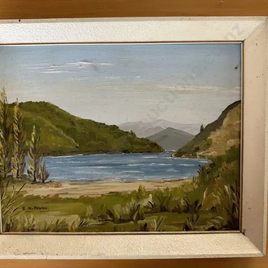 Original Oil Painting By EN Fowke Titled Shakespeare Bay Queen Charlotte Sound, 21 x 26cm