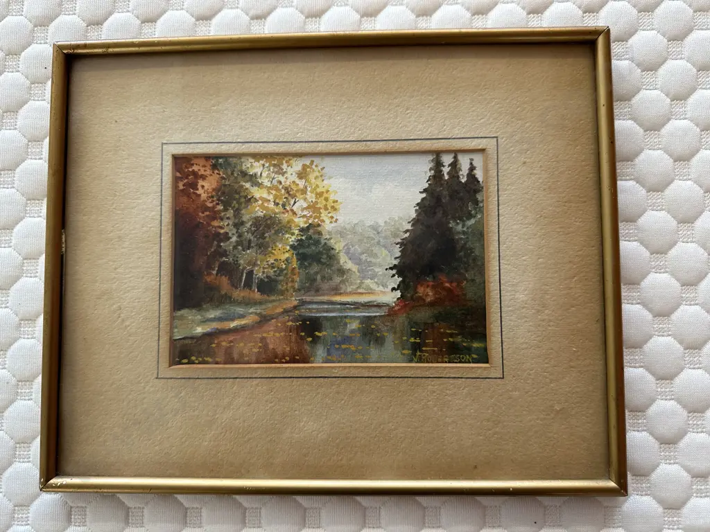 Original Watercolour By J Robertson Titled "The Maitai River" Nelson, Glazed Vintage Frame, 22 x 27cm Image 1++