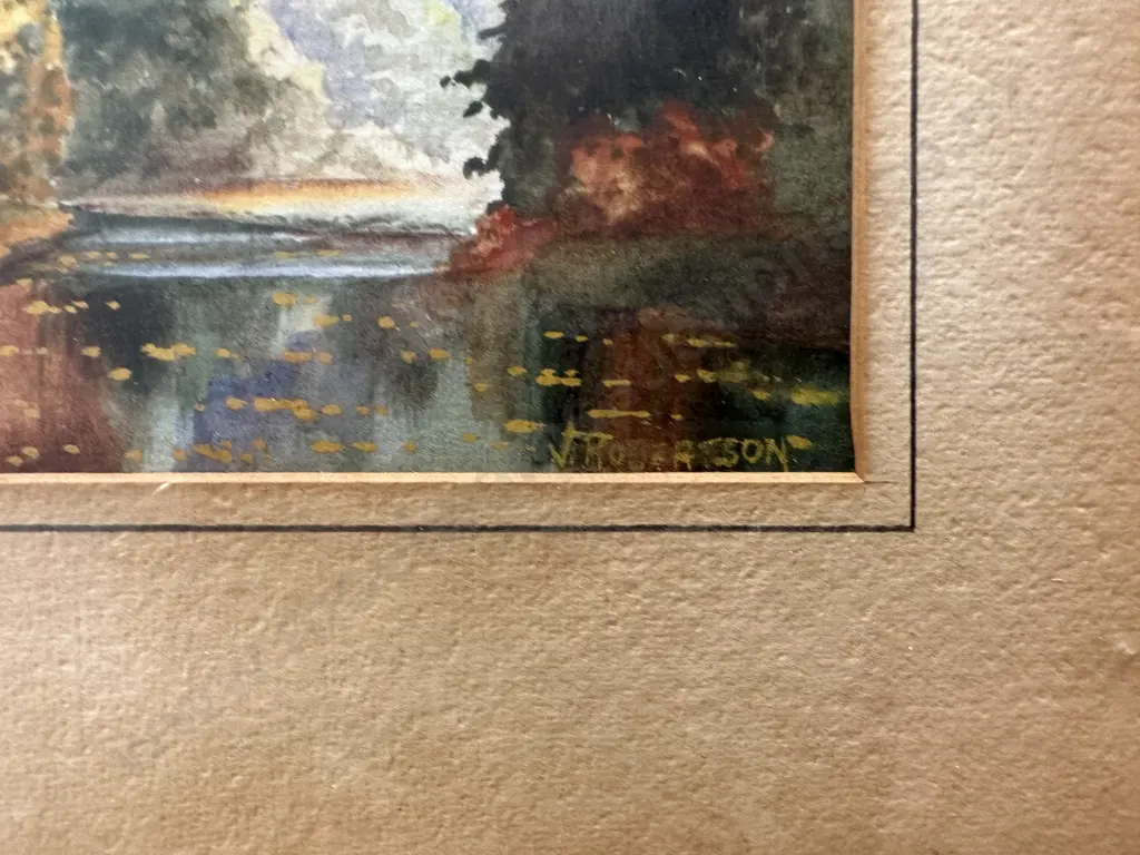 Original Watercolour By J Robertson Titled "The Maitai River" Nelson, Glazed Vintage Frame, 22 x 27cm Image 1++