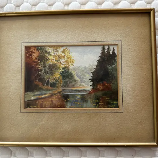 Original Watercolour By J Robertson Titled "The Maitai River" Nelson, Glazed Vintage Frame, 22 x 27cm