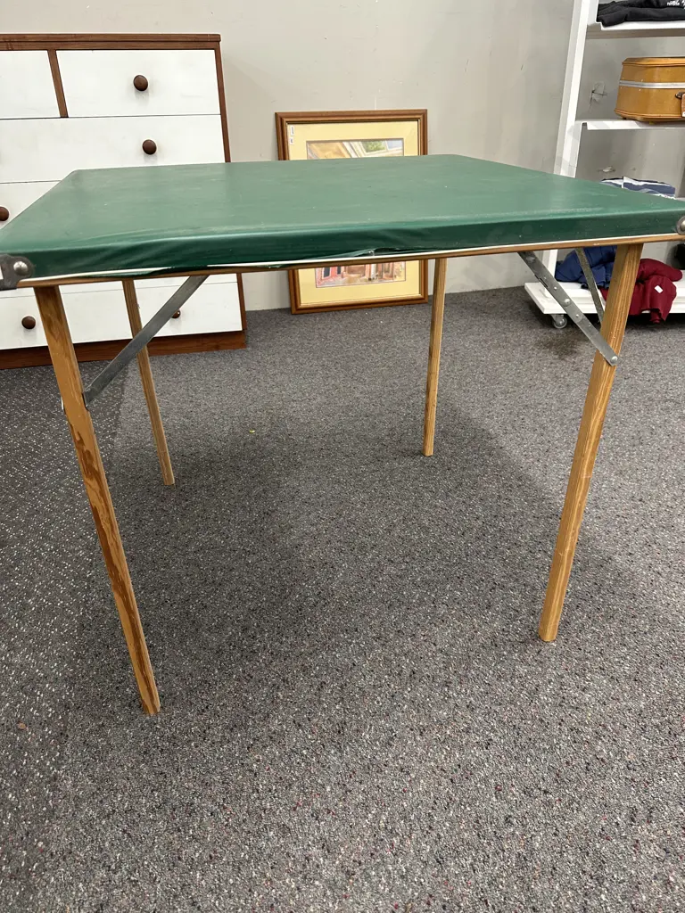 Vintage Foldup Card Table, H65 W73 D73cm Image 1++
