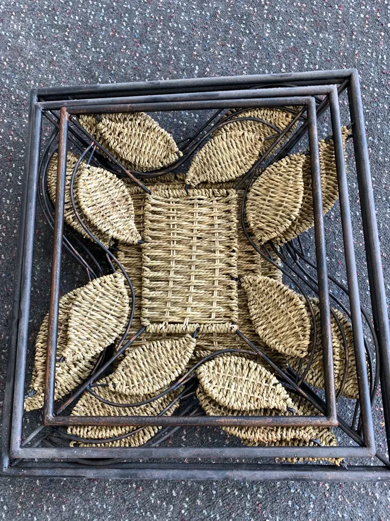 Set of 3 Woven Rattan & Steel Graduated Rectangular Trays Image 1++