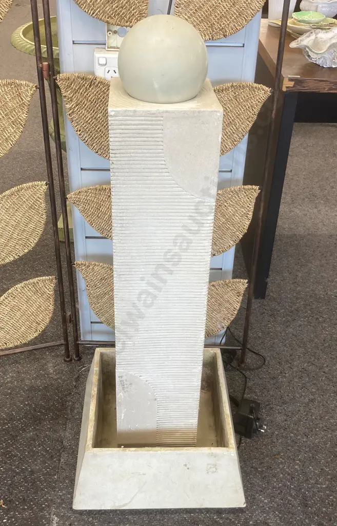 Water Feature With Pump, Resin Pillar With Sphere At Top, H102cm Image 1++