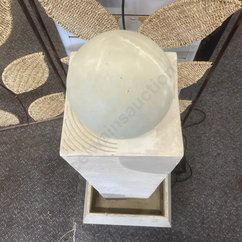 Water Feature With Pump, Resin Pillar With Sphere At Top, H102cm Image 1++