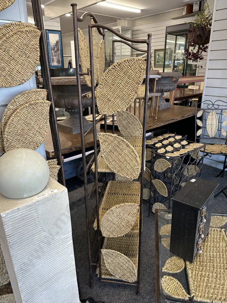 4 Tier Bookshelf Rattan/Steel Image 1++