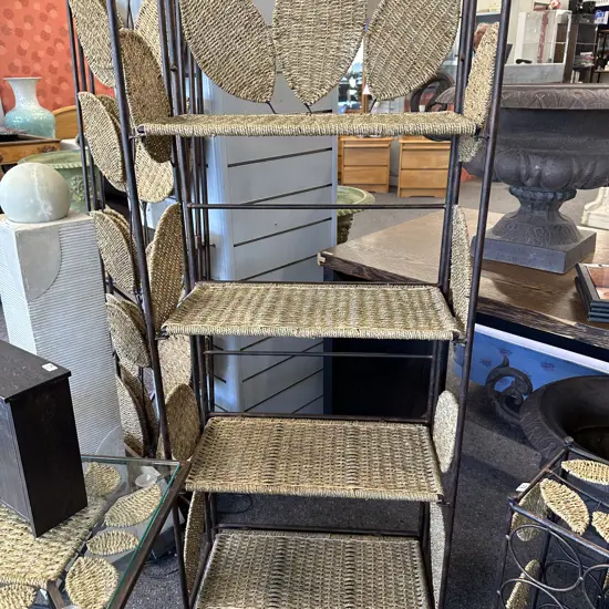 4 Tier Bookshelf Rattan/Steel