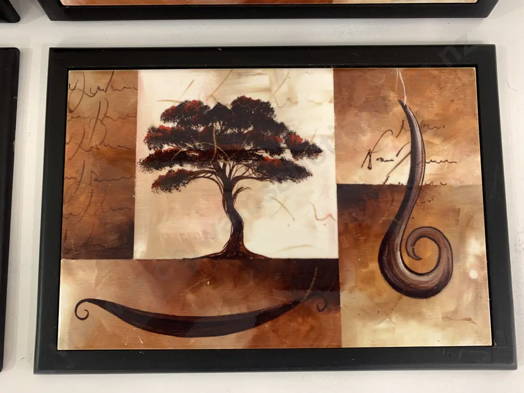 Wooden Framed Tiled New Zealand Themed Place Mats x4 Image 1++