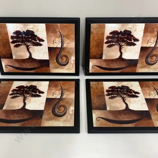 Wooden Framed Tiled New Zealand Themed Place Mats x4
