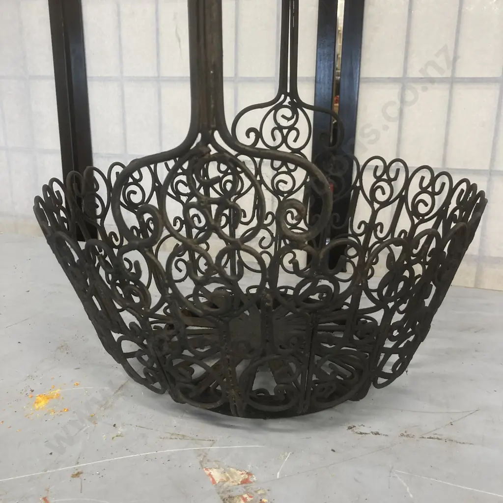 Ornate Black Steel Basket With Handle, 45 x 37cm Image 1++