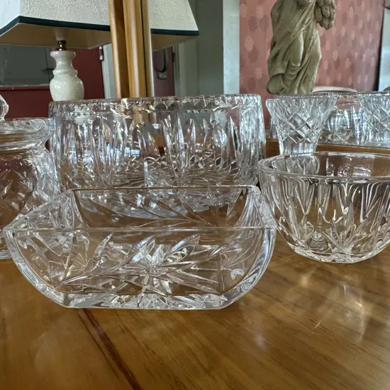 Vintage Crystal Bowl, Cannister, Vase Etc