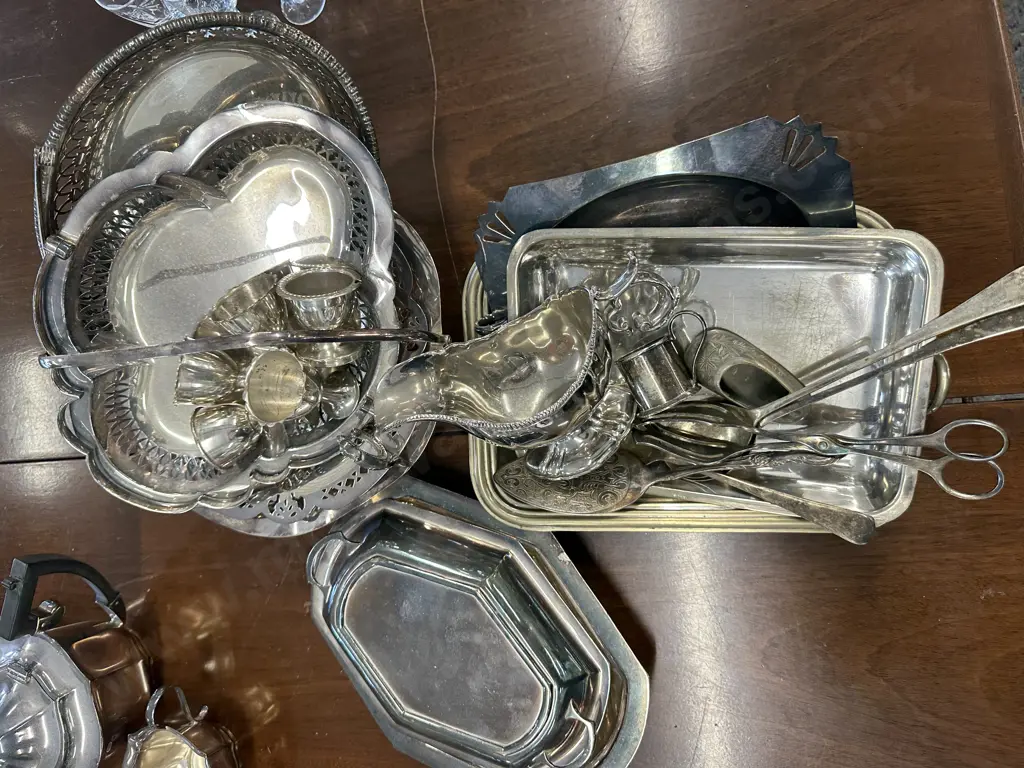 Assorted Silverware Including Serving Dishes, Teapots Etc Image 1++