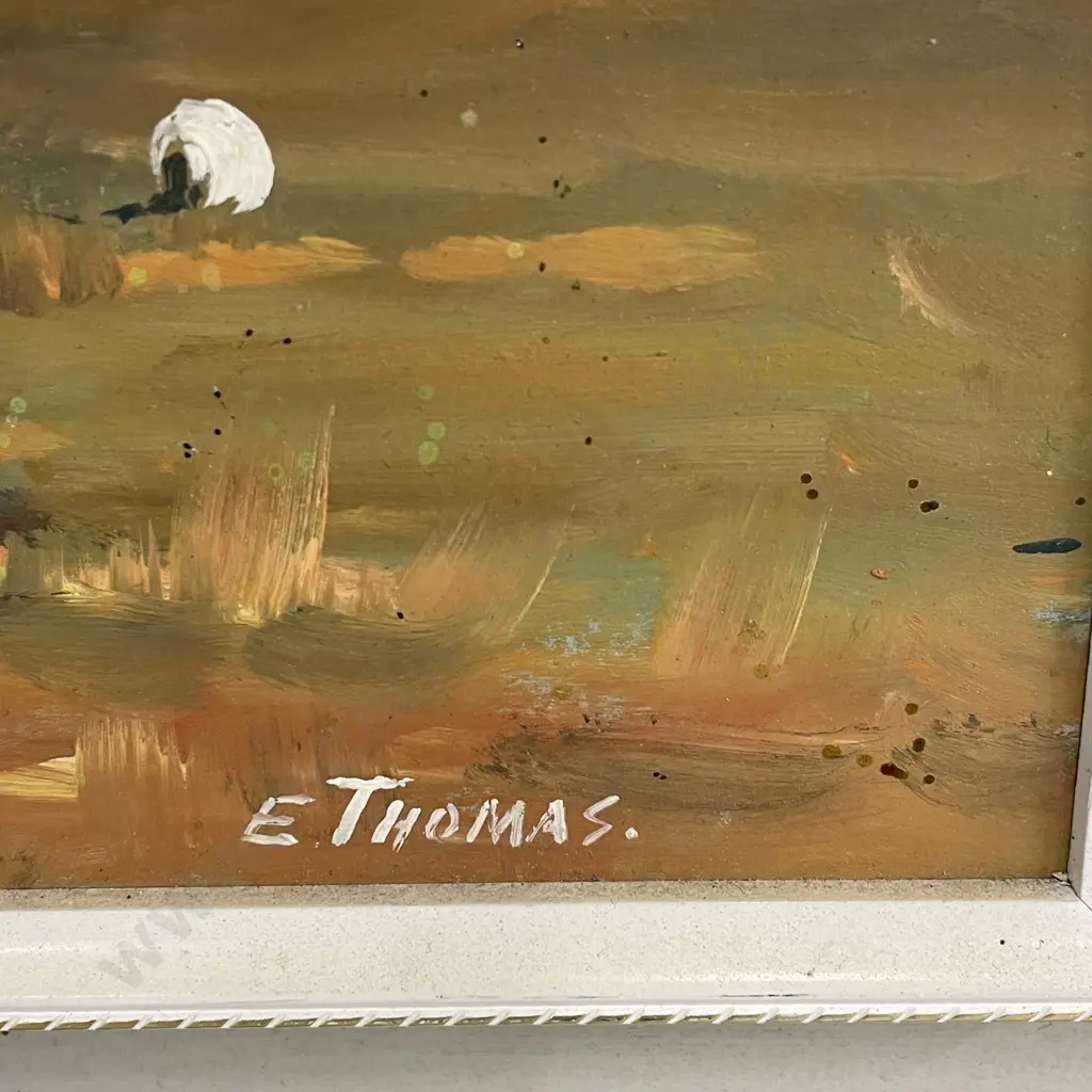 Framed Original Oil Painting titled "Deer Flat" Eglinton Valley 1989. Signed E. Thomas. 55 x 45cm Image 1++