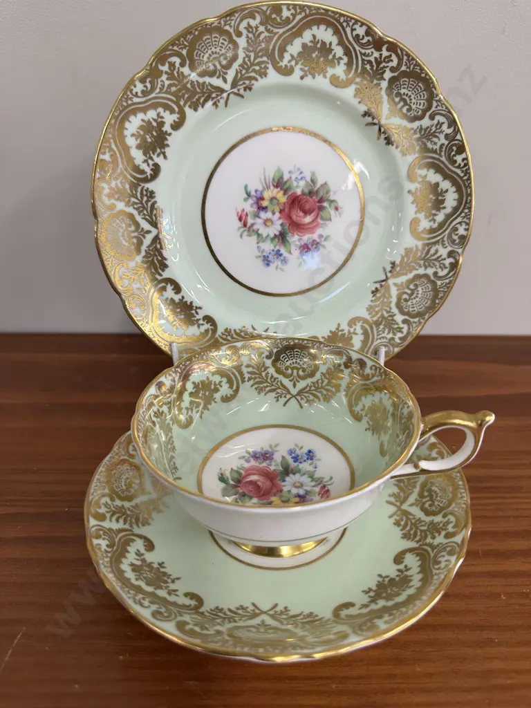 Paragon Trio Green, Heavy Gold & Florals  Image 1++