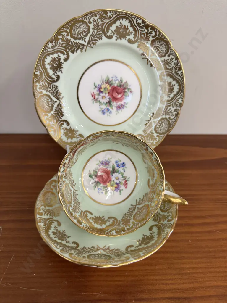 Paragon Trio Green, Heavy Gold & Florals  Image 1++