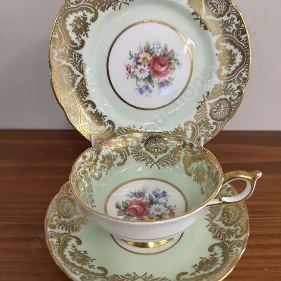 Paragon Trio Green, Heavy Gold & Florals 
