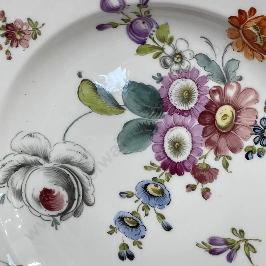 Early Meissen Handpainted Floral Display Plate. Dia 24cm Image 1++