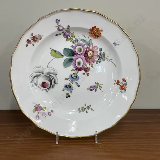 Early Meissen Handpainted Floral Display Plate. Dia 24cm