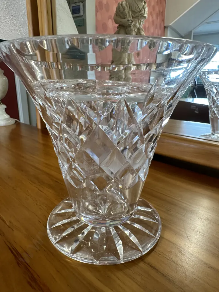Vintage Footed Crystal Vase With Frog H15cm Image 1++