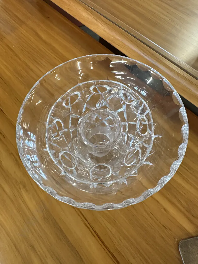 Vintage Footed Crystal Vase With Frog H15cm Image 1++
