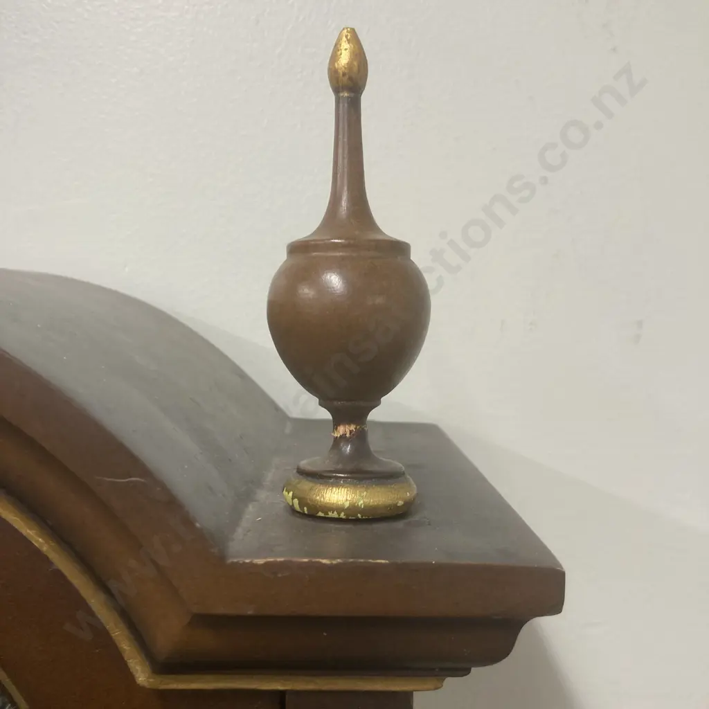 Wooden Cased Grandfather Clock 'Tempus Fugit', H178cm (Repair to Finial) Image 1++