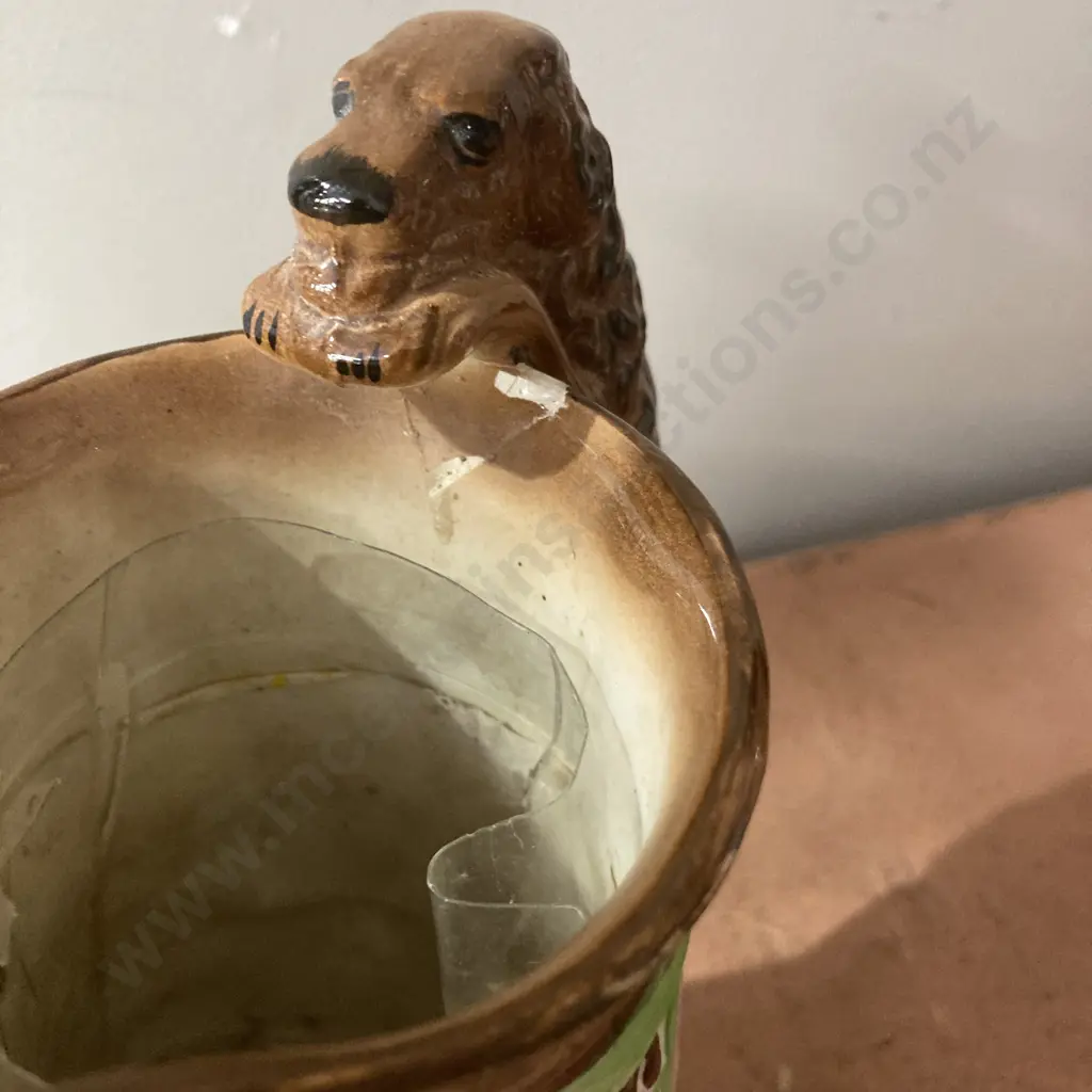 Burleigh Samuel Alcock 'Old Feeding Time' Reproduction Jug (AF) & 1950s L&S Gamp / Weller Hand Painted Mug Image 1++