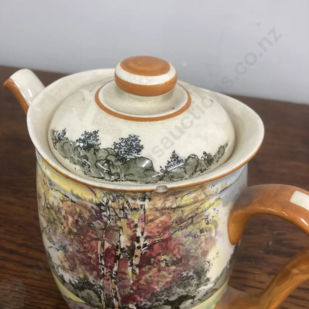 Rare Royal Doulton Autumn Glory Deco 1930s Teapot (Small Chip to Rim) Image 1++