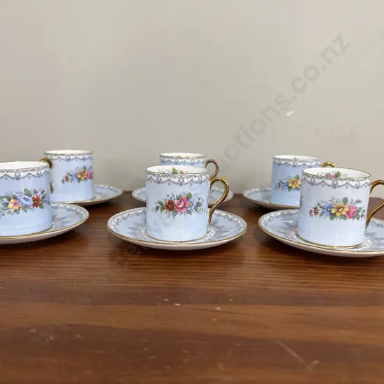Shelley 'Crochet' Set Of Six Demi Tasse Duos