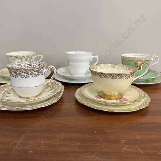 Selection Of Vintage Trios Including Aynsley, Queen Anne, Foley Etc 