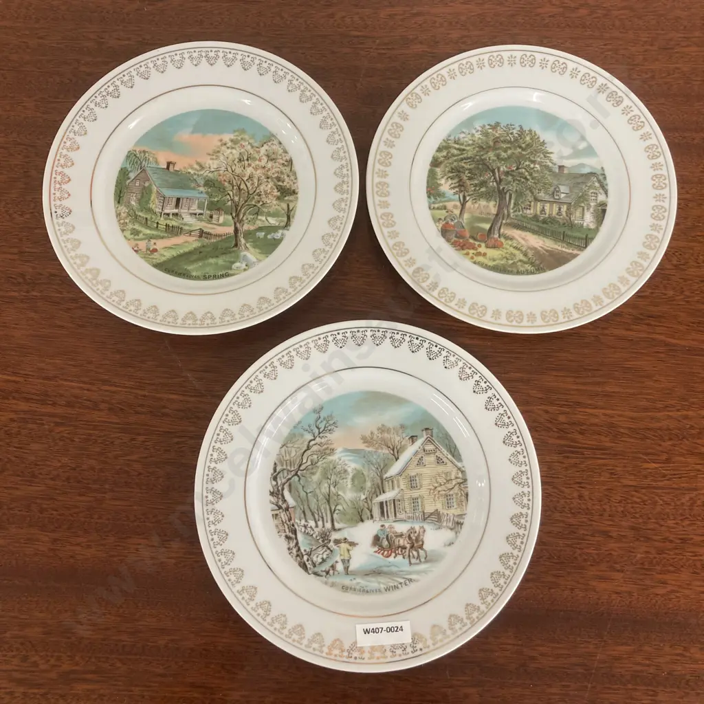 Currier and Ives (Japan) Four Seasons Decorative Plates - 3 of 4 Only( Donated As Unable to Sell ) Image 1++
