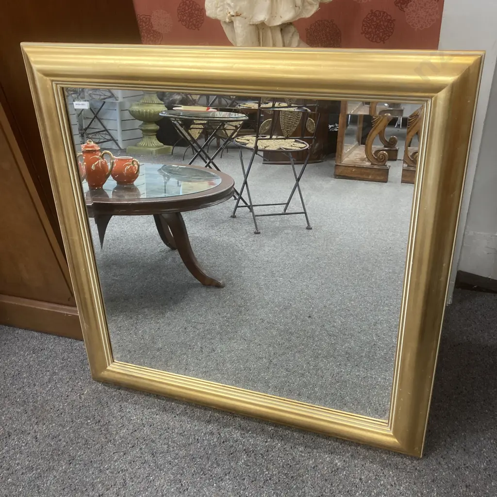 Bevelled Edge Mirror In A Gold Colour Frame, 85 x 85cm Image 1++