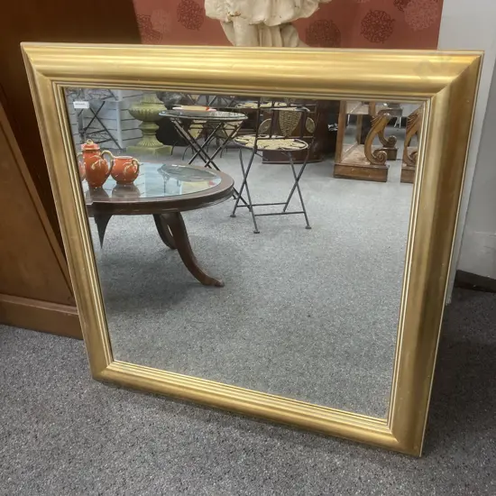 Bevelled Edge Mirror In A Gold Colour Frame, 85 x 85cm