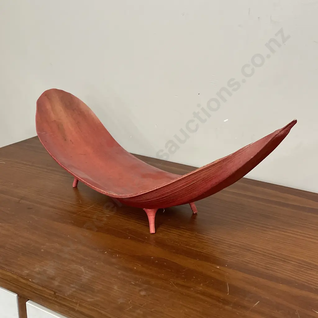 Mid Century Style Organic form footed Coco-Papaya Bowl. L60 H21cm  Image 1++