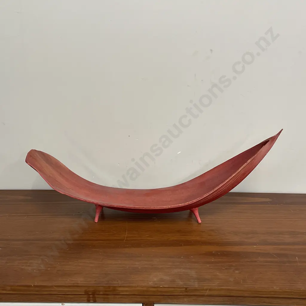 Mid Century Style Organic form footed Coco-Papaya Bowl. L60 H21cm  Image 1++